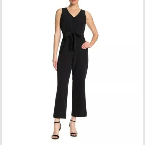 T Tahari Pants - T Tahari Waist Tie Sleeveless Jumpsuit Black